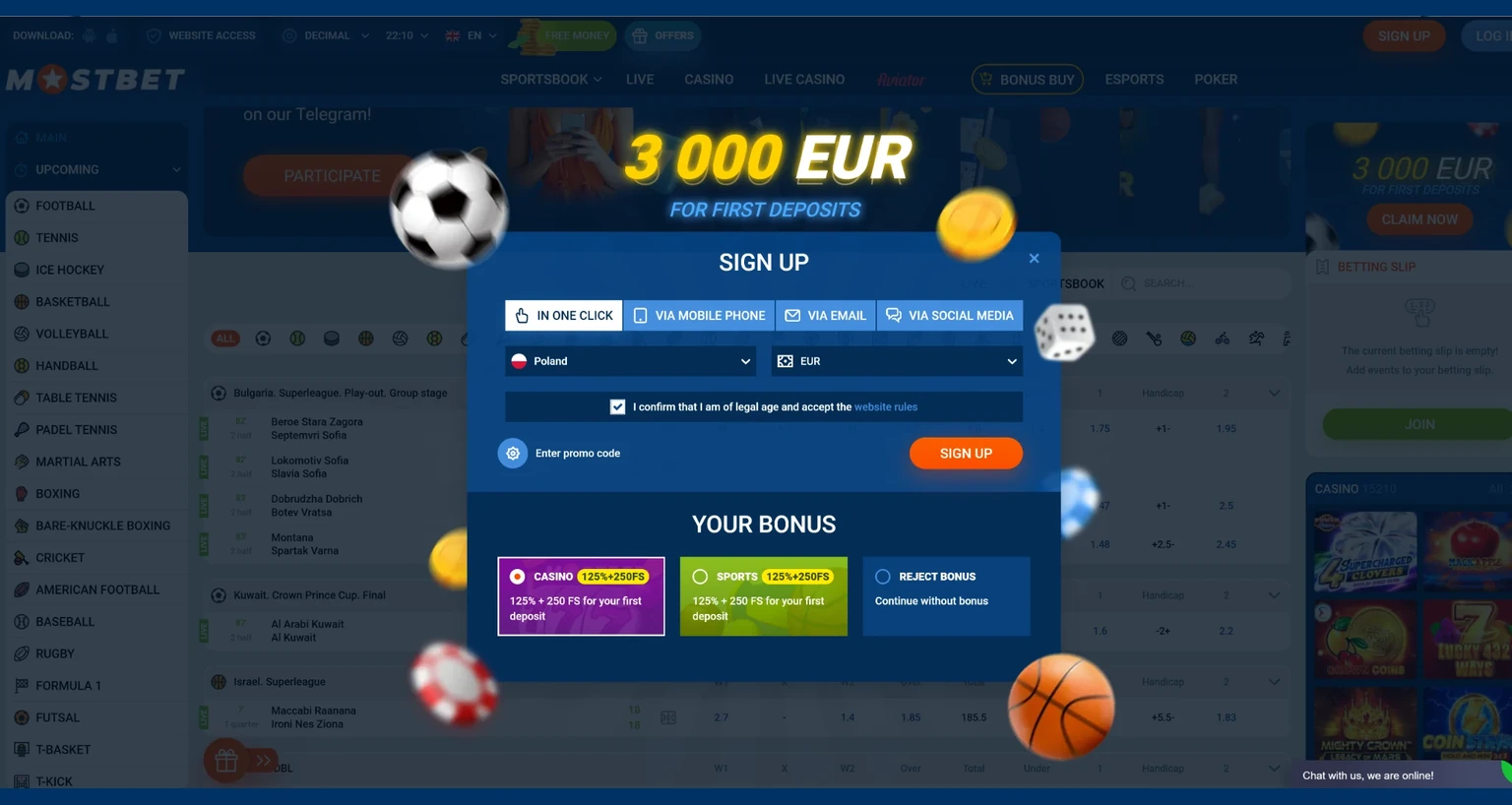 Mostbet registration